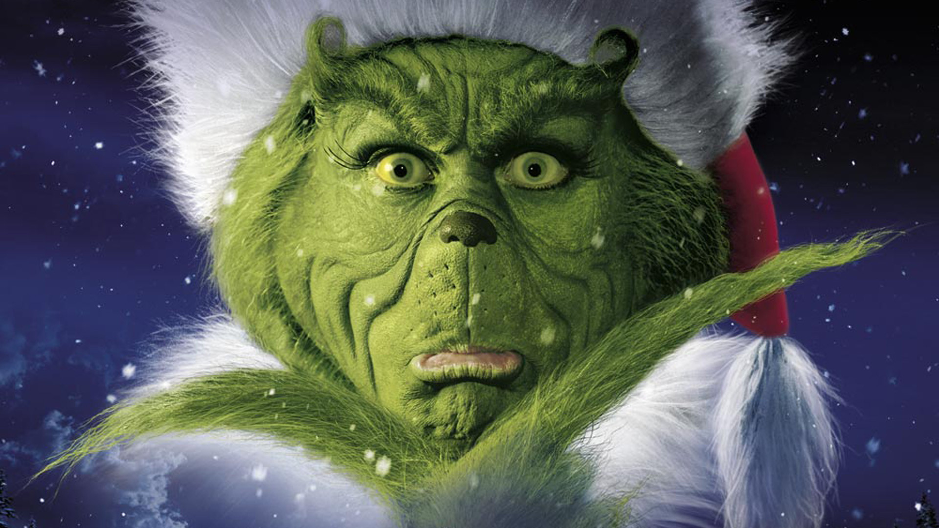 Interpretado por Jim Carrey, o Grinch odeia o Natal e quer bolar um plano para impedir que ele aconteça (Foto: Reprodução)